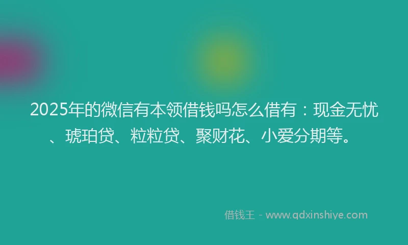 2025年的微信有本领借钱吗怎么借有：现金无忧、琥珀贷、粒粒贷、聚财花、小爱分期等。