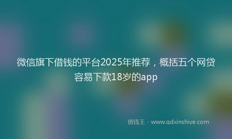 微信旗下借钱的平台2025年推荐，概括五个网贷容易下款18岁的app