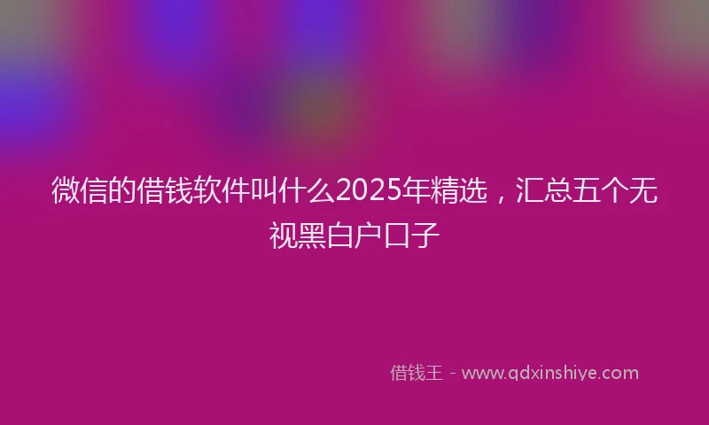 微信的借钱软件叫什么2025年精选，汇总五个无视黑白户口子