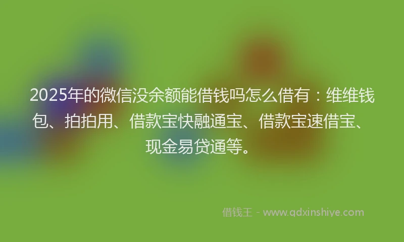 2025年的微信没余额能借钱吗怎么借有：维维钱包、拍拍用、借款宝快融通宝、借款宝速借宝、现金易贷通等。