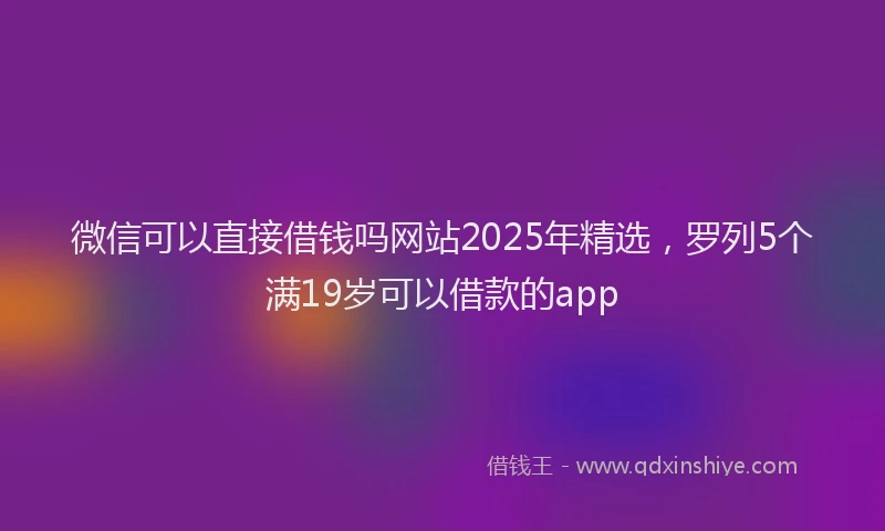 微信可以直接借钱吗网站2025年精选，罗列5个满19岁可以借款的app