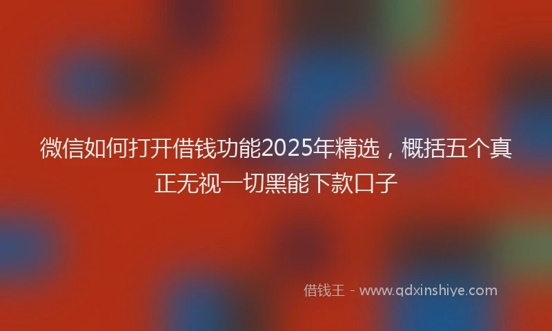 微信如何打开借钱功能2025年精选，概括五个真正无视一切黑能下款口子