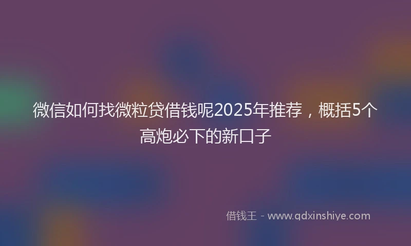 微信如何找微粒贷借钱呢2025年推荐，概括5个高炮必下的新口子