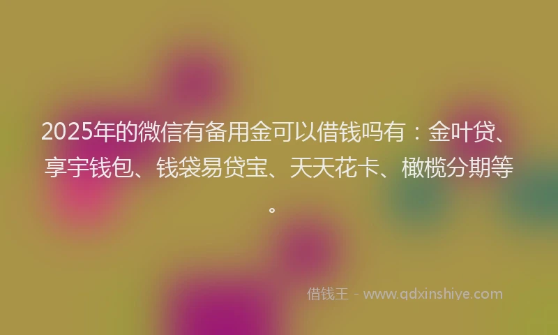2025年的微信有备用金可以借钱吗有：金叶贷、享宇钱包、钱袋易贷宝、天天花卡、橄榄分期等。