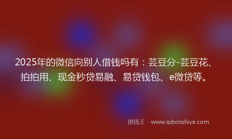 2025年的微信向别人借钱吗有：芸豆分-芸豆花、拍拍用、现金秒贷易融、易贷钱包、e微贷等。