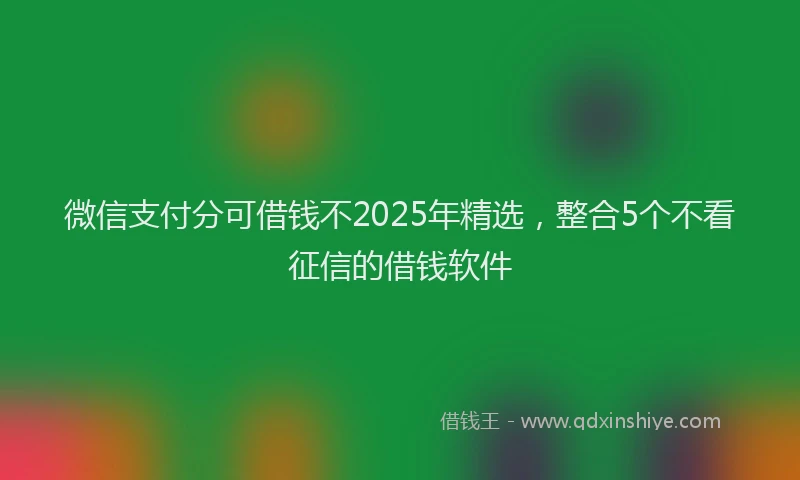 微信支付分可借钱不2025年精选，整合5个不看征信的借钱软件