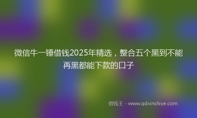 微信牛一锤借钱2025年精选，整合五个黑到不能再黑都能下款的口子