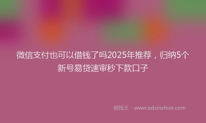微信支付也可以借钱了吗2025年推荐，归纳5个新号易贷速审秒下款口子