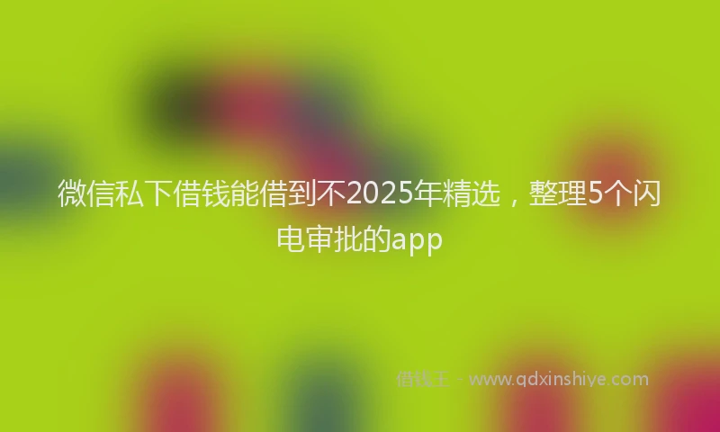 微信私下借钱能借到不2025年精选，整理5个闪电审批的app