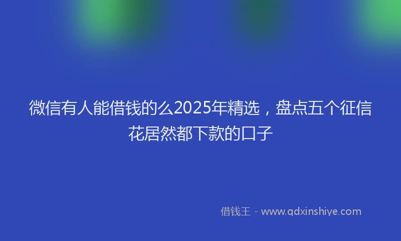 微信有人能借钱的么2025年精选，盘点五个征信花居然都下款的口子