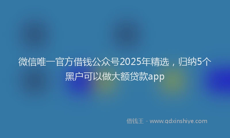 微信唯一官方借钱公众号2025年精选，归纳5个黑户可以做大额贷款app