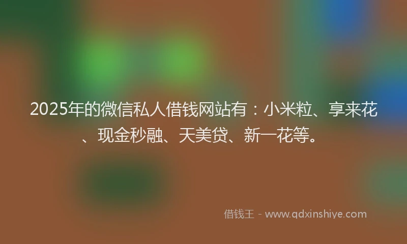 2025年的微信私人借钱网站有：小米粒、享来花、现金秒融、天美贷、新一花等。