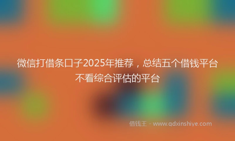 微信打借条口子2025年推荐，总结五个借钱平台不看综合评估的平台