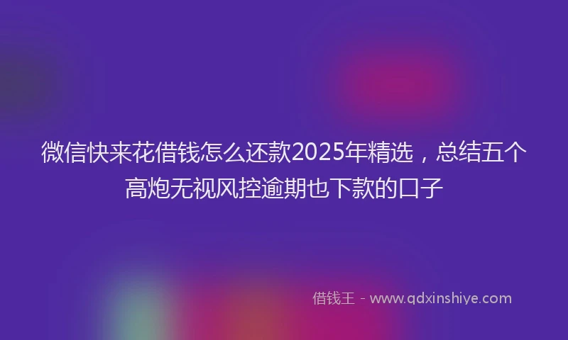 微信快来花借钱怎么还款2025年精选，总结五个高炮无视风控逾期也下款的口子
