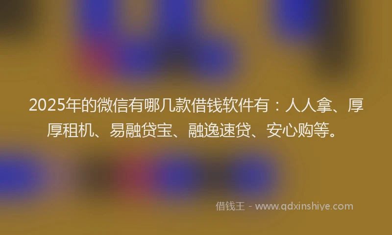 2025年的微信有哪几款借钱软件有：人人拿、厚厚租机、易融贷宝、融逸速贷、安心购等。