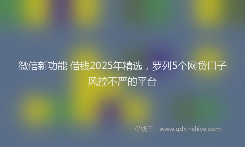 微信新功能 借钱2025年精选，罗列5个网贷口子风控不严的平台