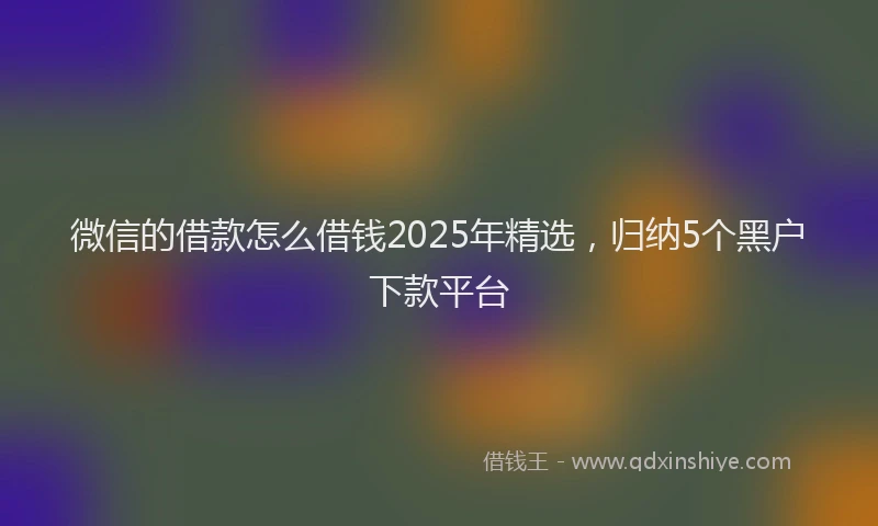 微信的借款怎么借钱2025年精选，归纳5个黑户下款平台