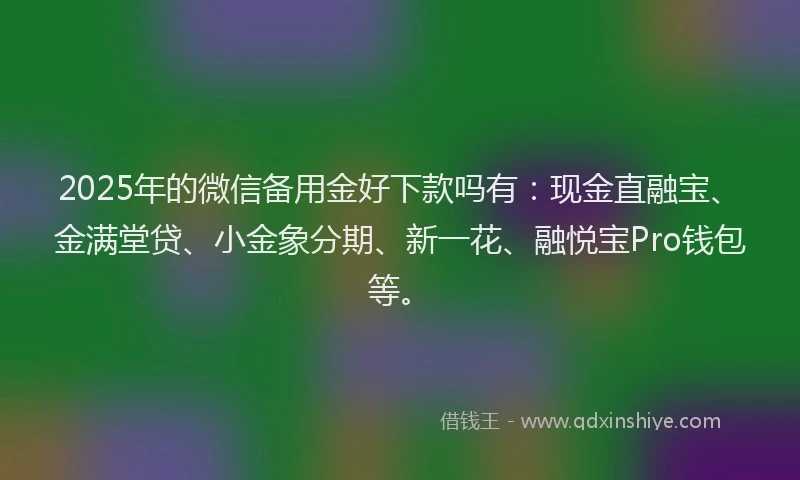 2025年的微信备用金好下款吗有：现金直融宝、金满堂贷、小金象分期、新一花、融悦宝Pro钱包等。