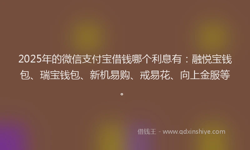 2025年的微信支付宝借钱哪个利息有：融悦宝钱包、瑞宝钱包、新机易购、戒易花、向上金服等。