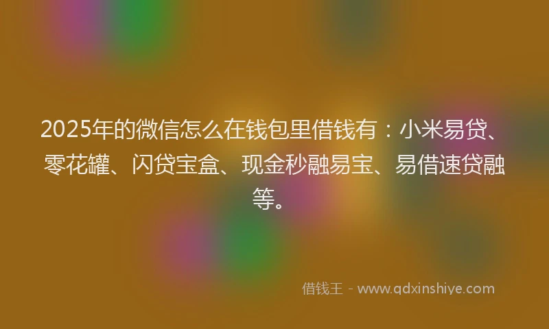 2025年的微信怎么在钱包里借钱有：小米易贷、零花罐、闪贷宝盒、现金秒融易宝、易借速贷融等。