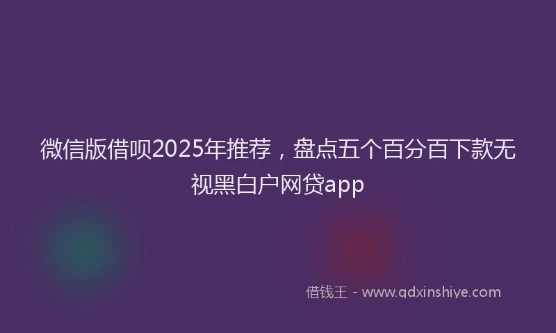 微信版借呗2025年推荐，盘点五个百分百下款无视黑白户网贷app
