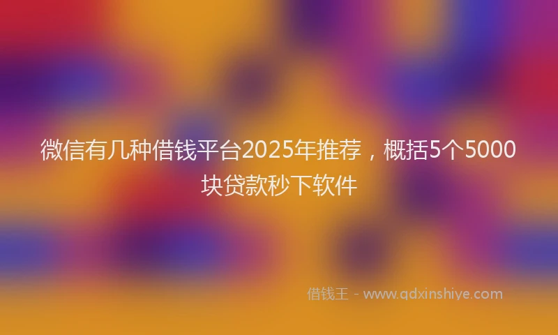 微信有几种借钱平台2025年推荐，概括5个5000块贷款秒下软件