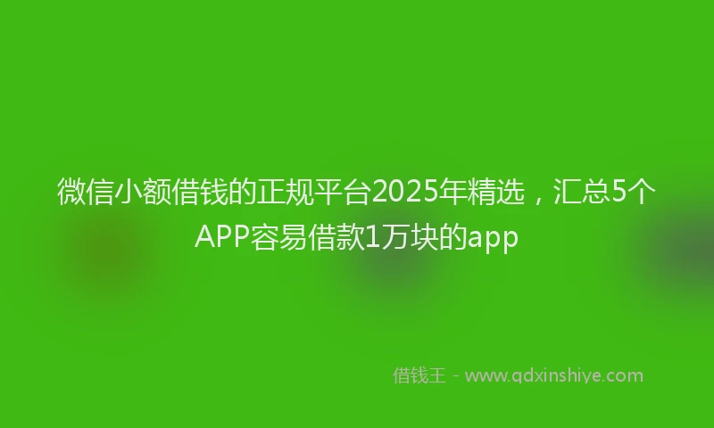 微信小额借钱的正规平台2025年精选，汇总5个APP容易借款1万块的app