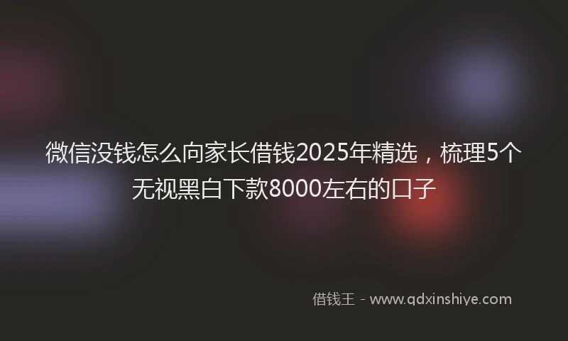 微信没钱怎么向家长借钱2025年精选，梳理5个无视黑白下款8000左右的口子