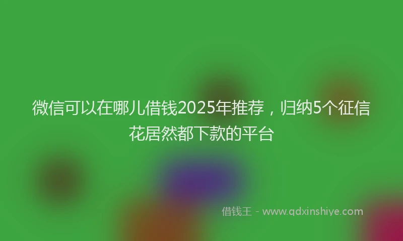 微信可以在哪儿借钱2025年推荐，归纳5个征信花居然都下款的平台