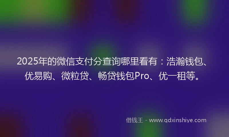2025年的微信支付分查询哪里看有：浩瀚钱包、优易购、微粒贷、畅贷钱包Pro、优一租等。