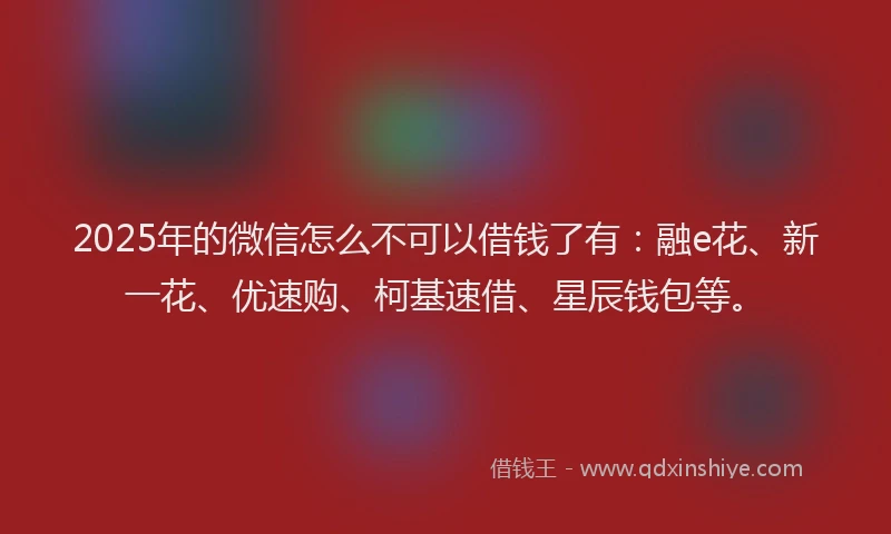2025年的微信怎么不可以借钱了有：融e花、新一花、优速购、柯基速借、星辰钱包等。