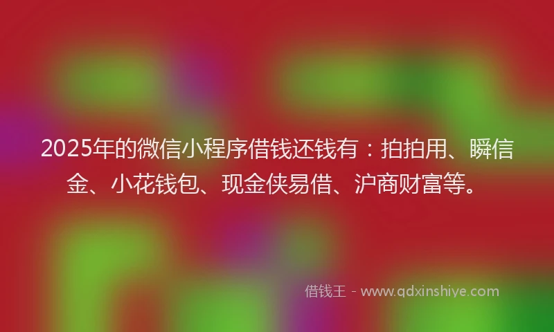 2025年的微信小程序借钱还钱有：拍拍用、瞬信金、小花钱包、现金侠易借、沪商财富等。