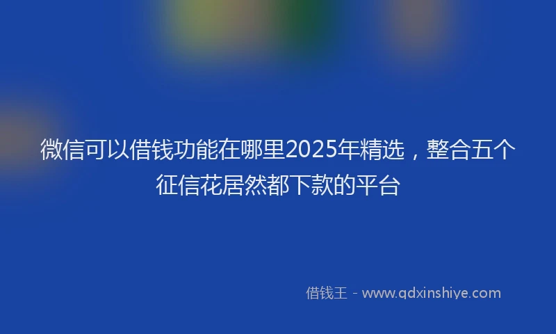 微信可以借钱功能在哪里2025年精选，整合五个征信花居然都下款的平台