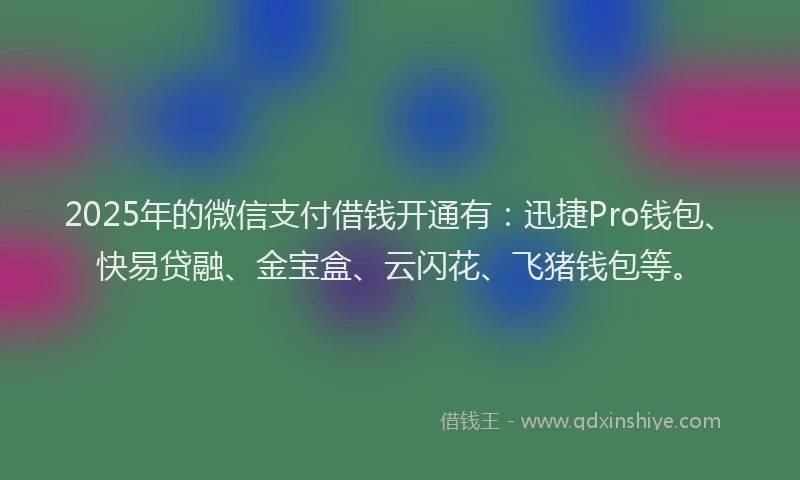 2025年的微信支付借钱开通有：迅捷Pro钱包、快易贷融、金宝盒、云闪花、飞猪钱包等。