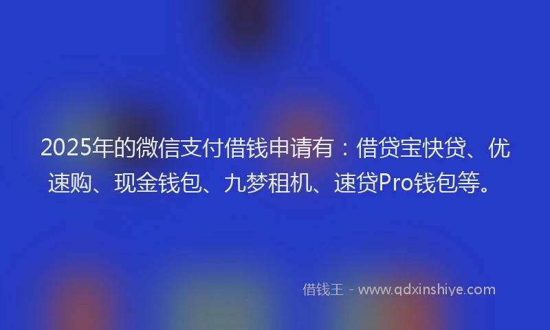 2025年的微信支付借钱申请有：借贷宝快贷、优速购、现金钱包、九梦租机、速贷Pro钱包等。