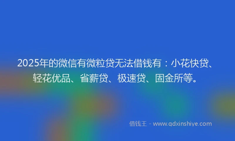 2025年的微信有微粒贷无法借钱有：小花快贷、轻花优品、省薪贷、极速贷、固金所等。