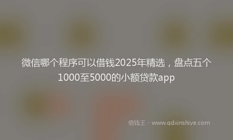 微信哪个程序可以借钱2025年精选，盘点五个1000至5000的小额贷款app