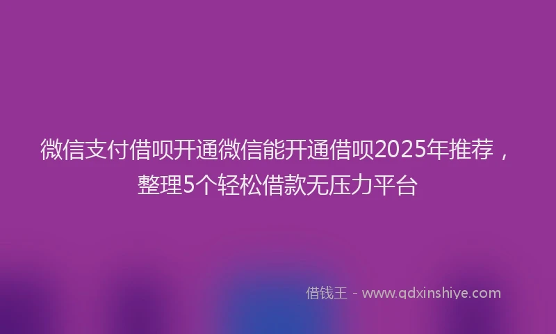 微信支付借呗开通微信能开通借呗2025年推荐，整理5个轻松借款无压力平台