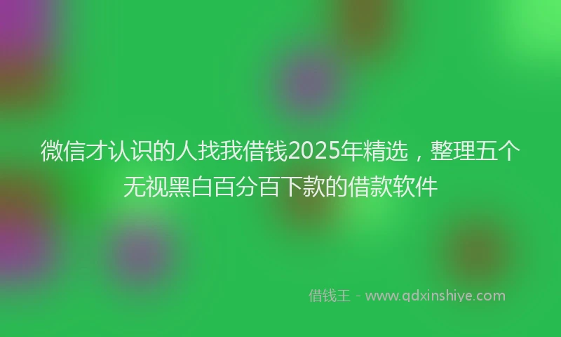 微信才认识的人找我借钱2025年精选，整理五个无视黑白百分百下款的借款软件