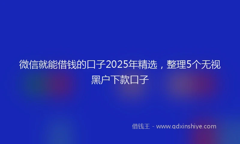 微信就能借钱的口子2025年精选，整理5个无视黑户下款口子