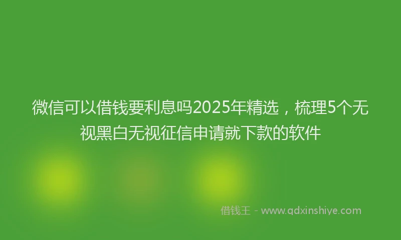 微信可以借钱要利息吗2025年精选，梳理5个无视黑白无视征信申请就下款的软件
