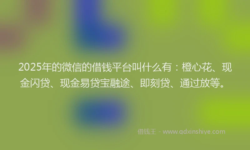 2025年的微信的借钱平台叫什么有：橙心花、现金闪贷、现金易贷宝融途、即刻贷、通过放等。