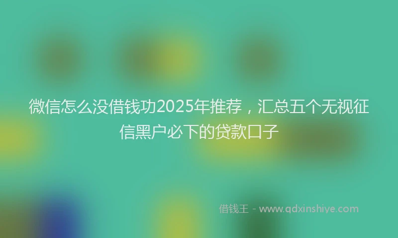 微信怎么没借钱功2025年推荐，汇总五个无视征信黑户必下的贷款口子