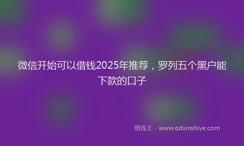 微信开始可以借钱2025年推荐，罗列五个黑户能下款的口子