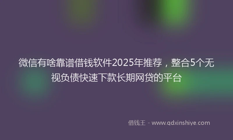 微信有啥靠谱借钱软件2025年推荐，整合5个无视负债快速下款长期网贷的平台