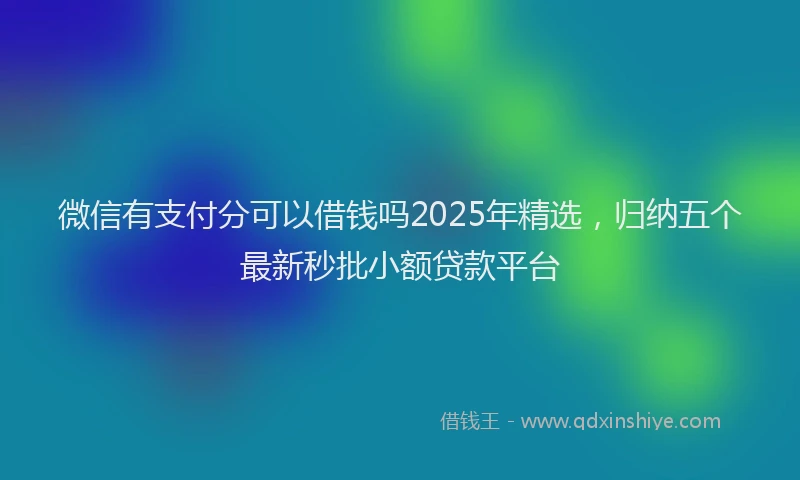 微信有支付分可以借钱吗2025年精选，归纳五个最新秒批小额贷款平台