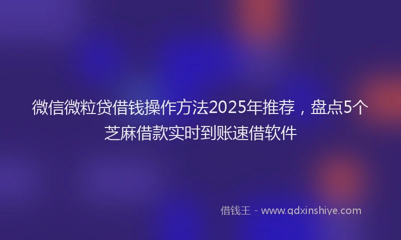 微信微粒贷借钱操作方法2025年推荐，盘点5个芝麻借款实时到账速借软件