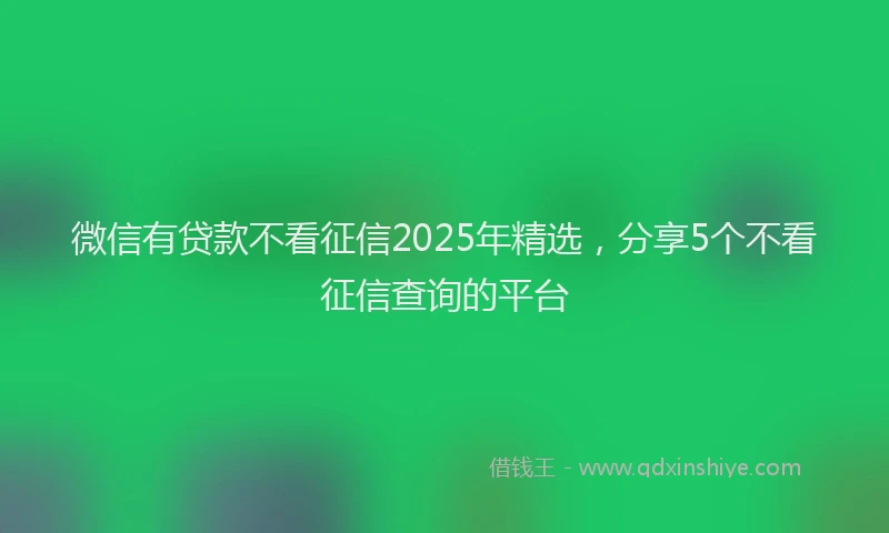 微信有贷款不看征信2025年精选，分享5个不看征信查询的平台
