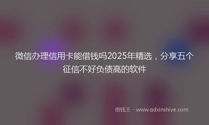 微信办理信用卡能借钱吗2025年精选，分享五个征信不好负债高的软件