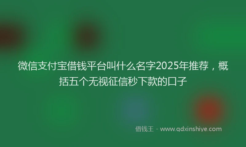 微信支付宝借钱平台叫什么名字2025年推荐，概括五个无视征信秒下款的口子